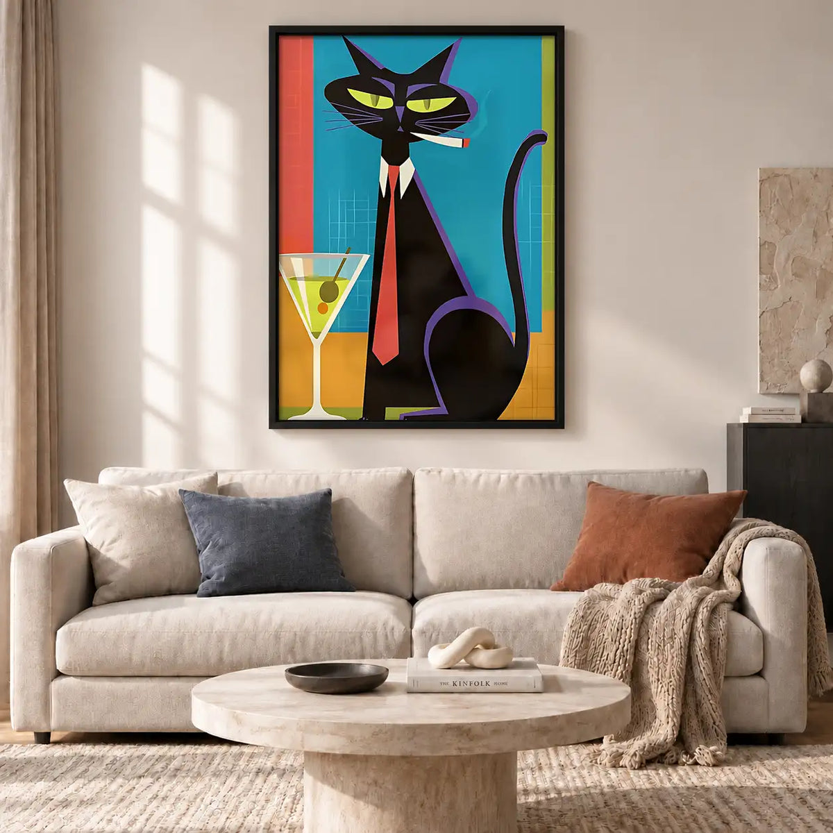 Jazz Cat with Martini Wall Art 2