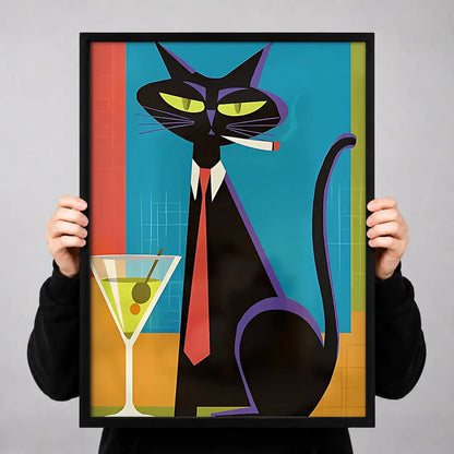 Jazz Cat with Martini Wall Art 3