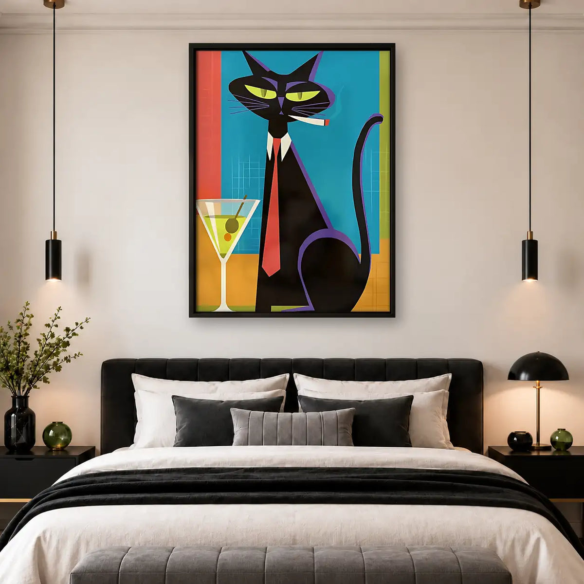 Jazz Cat with Martini Wall Art 4