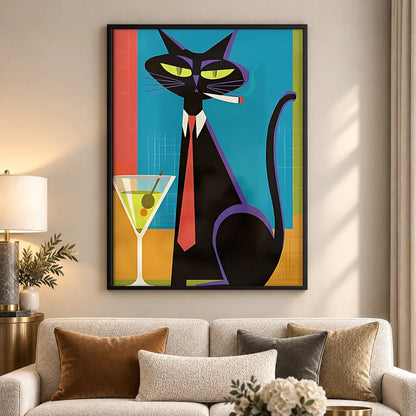 Jazz Cat with Martini Wall Art 5