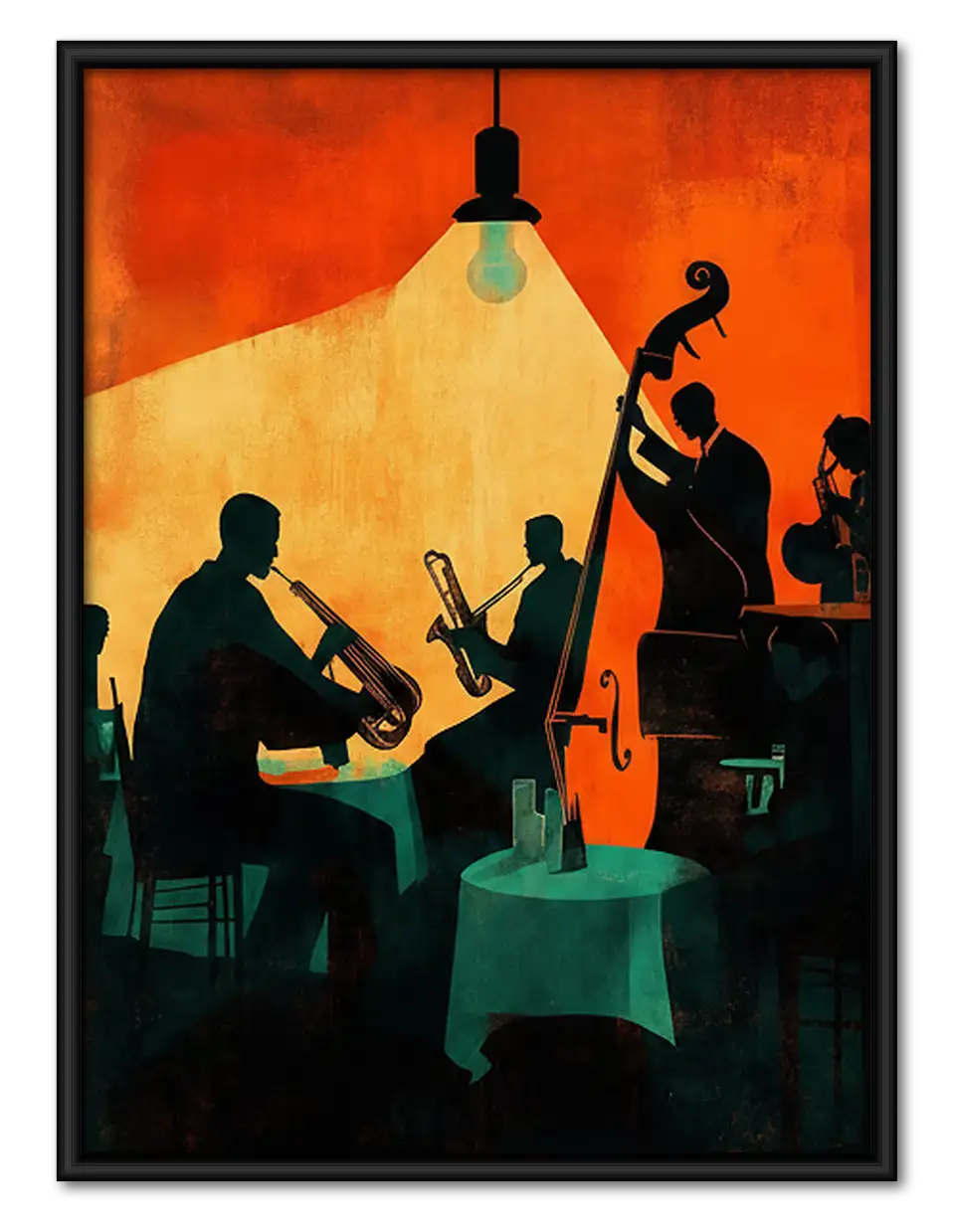 Jazz Musicians in Orange Club Wall Art 1