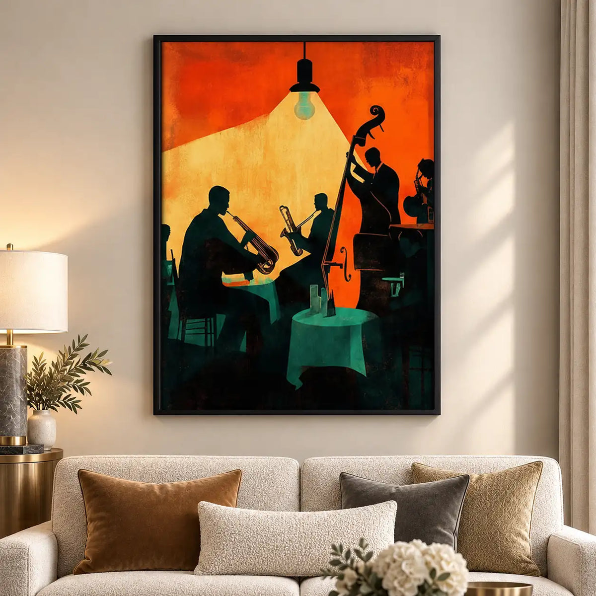 Jazz Musicians in Orange Club Wall Art 5