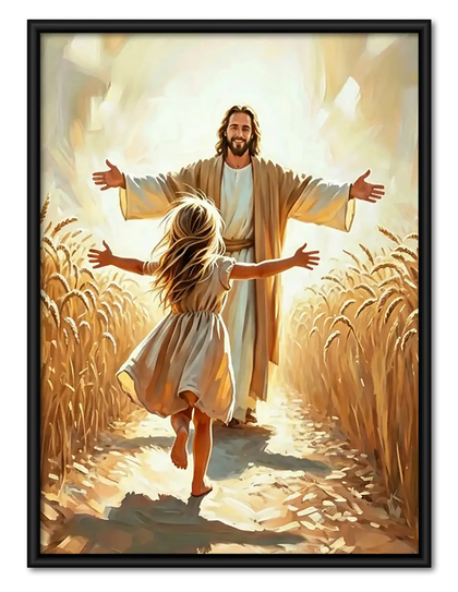 Jesus Welcoming Child in Wheat Field Wall Art