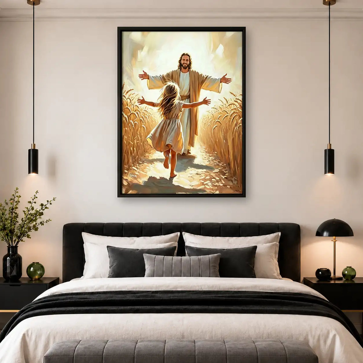 Jesus Welcoming Child in Wheat Field Wall Art 4