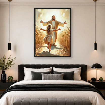 Jesus Welcoming Child in Wheat Field Wall Art 4