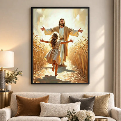 Jesus Welcoming Child in Wheat Field Wall Art 5