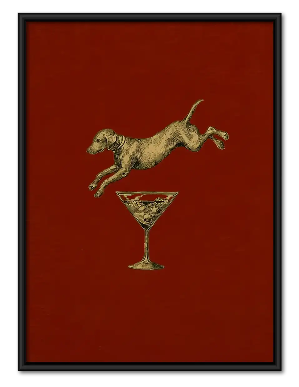 Jumping Cat above Martini Glass Wall Art 1