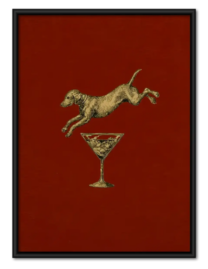 Jumping Cat above Martini Glass Wall Art 1