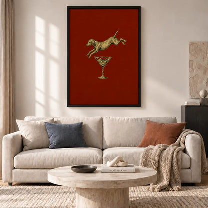Jumping Cat above Martini Glass Wall Art 2