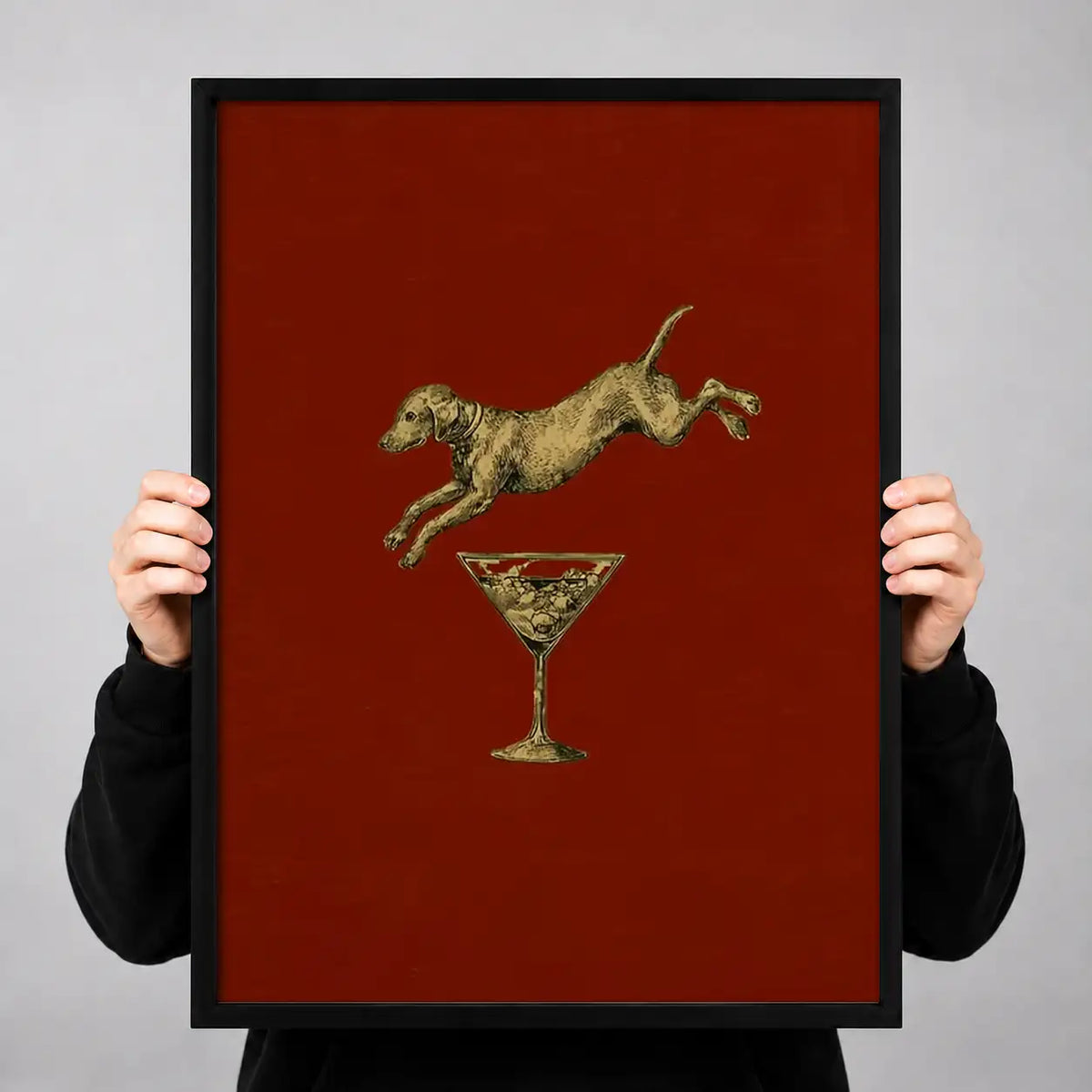 Jumping Cat above Martini Glass Wall Art 3