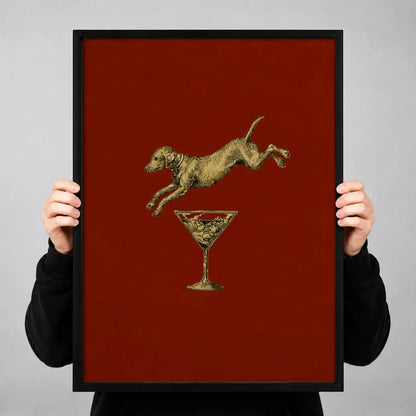 Jumping Cat above Martini Glass Wall Art 3