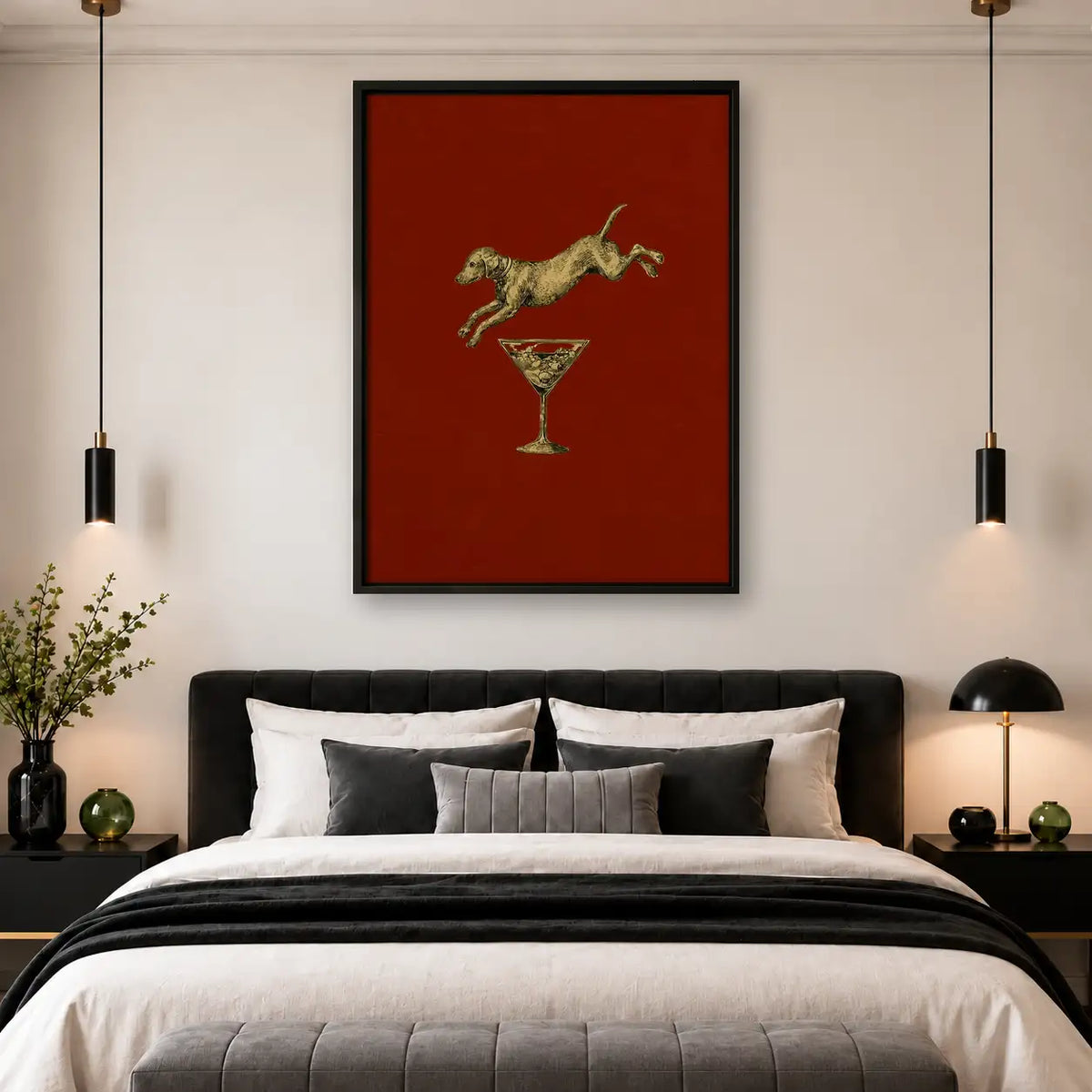 Jumping Cat above Martini Glass Wall Art 4