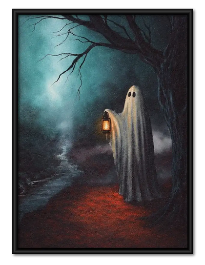 Lantern Ghost on Dark Forest Path Wall Art