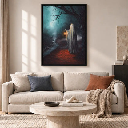 Lantern Ghost on Dark Forest Path Wall Art 2