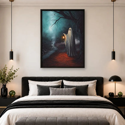 Lantern Ghost on Dark Forest Path Wall Art 4