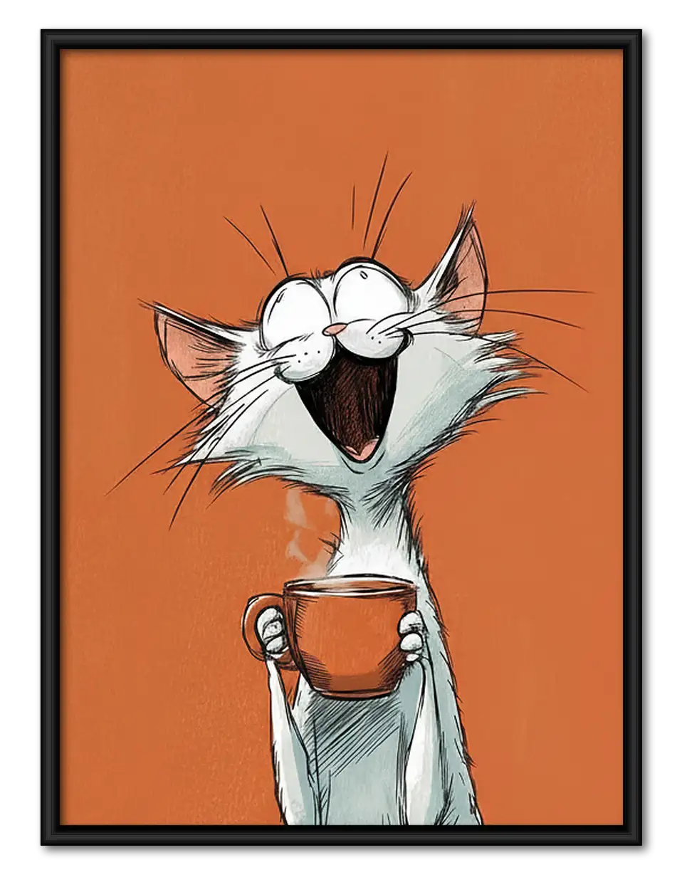 Laughing Cat with Coffee Mug Wall Art 1