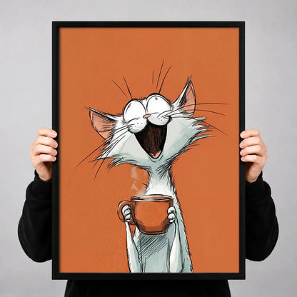 Laughing Cat with Coffee Mug Wall Art 3