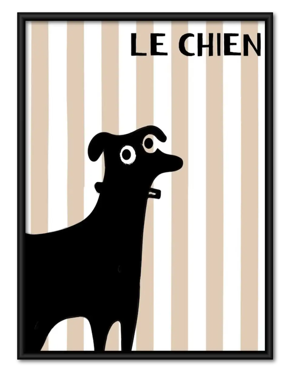 Le Chien Striped Dog Silhouette Wall Art 1