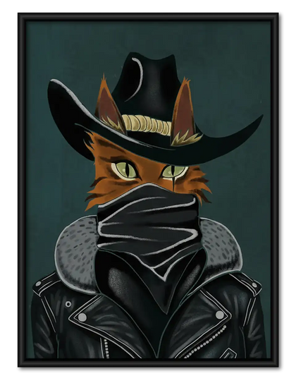 Leather Jacket Cowboy Cat Wall Art