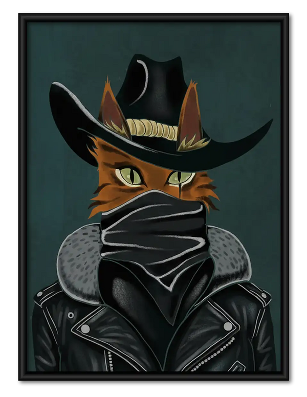 Leather Jacket Cowboy Cat Wall Art