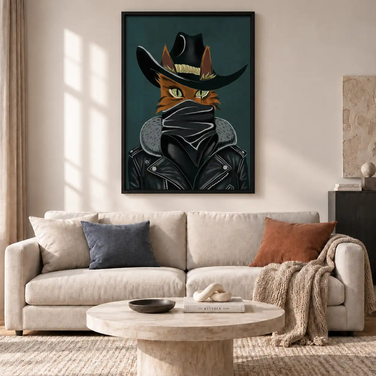 Leather Jacket Cowboy Cat Wall Art 2