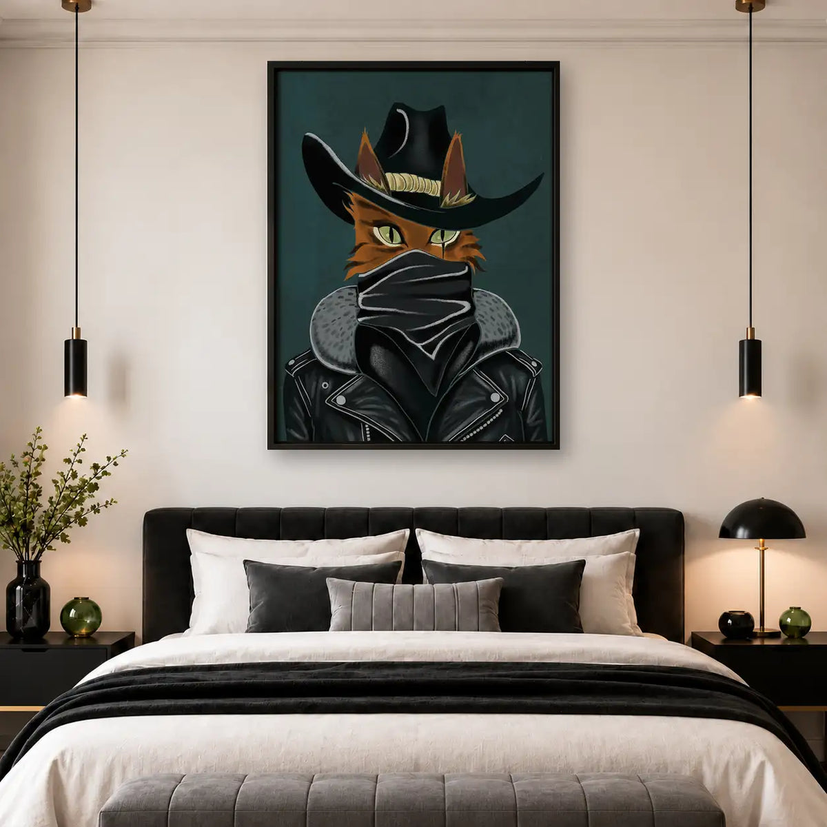 Leather Jacket Cowboy Cat Wall Art 4