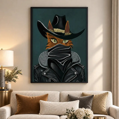 Leather Jacket Cowboy Cat Wall Art 5