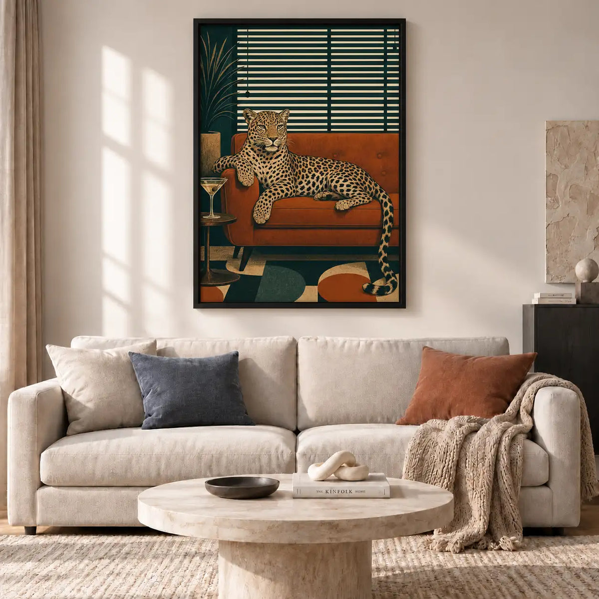 Leopard Lounging in Moody Interior Wall Art 2