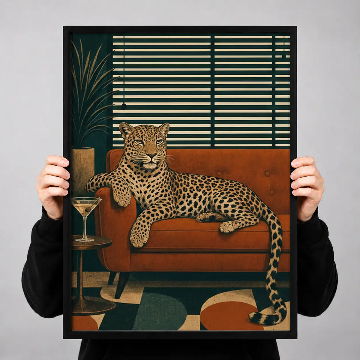 Leopard Lounging in Moody Interior Wall Art 3