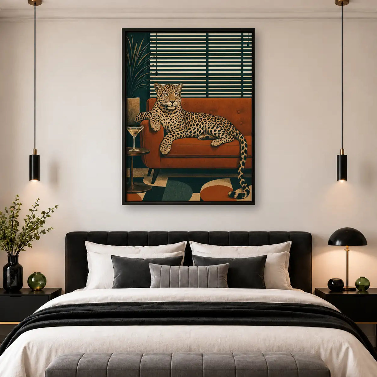 Leopard Lounging in Moody Interior Wall Art 4
