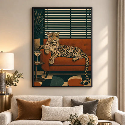 Leopard Lounging in Moody Interior Wall Art 5