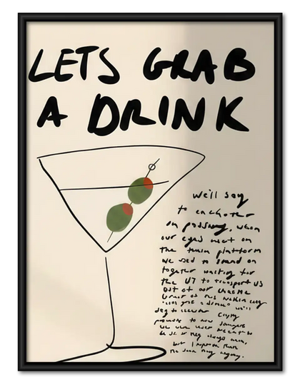 Lets Grab a Martini Typography Wall Art