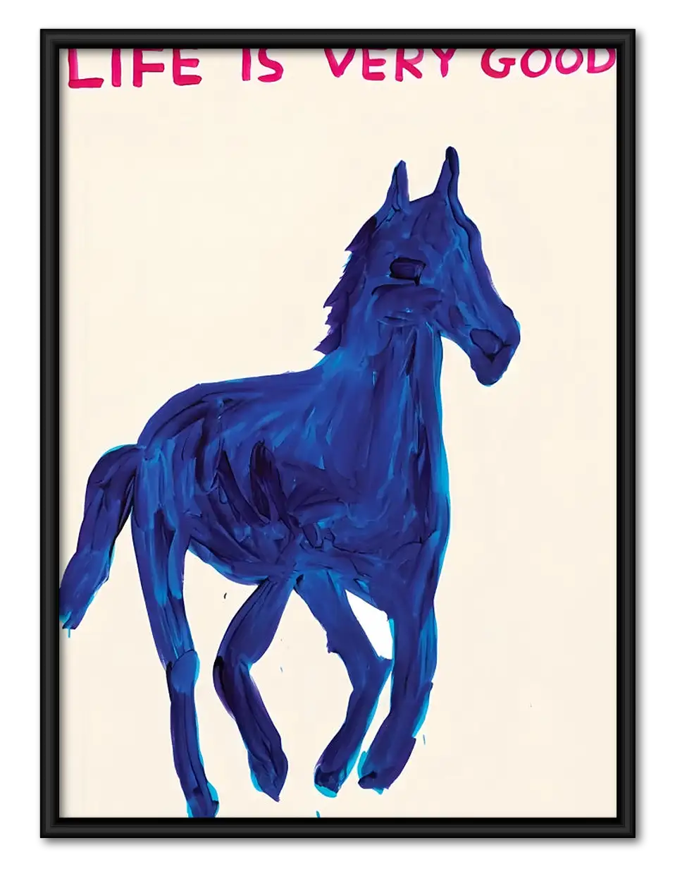 Life Is Very Good Blue Horse Wall Art 1