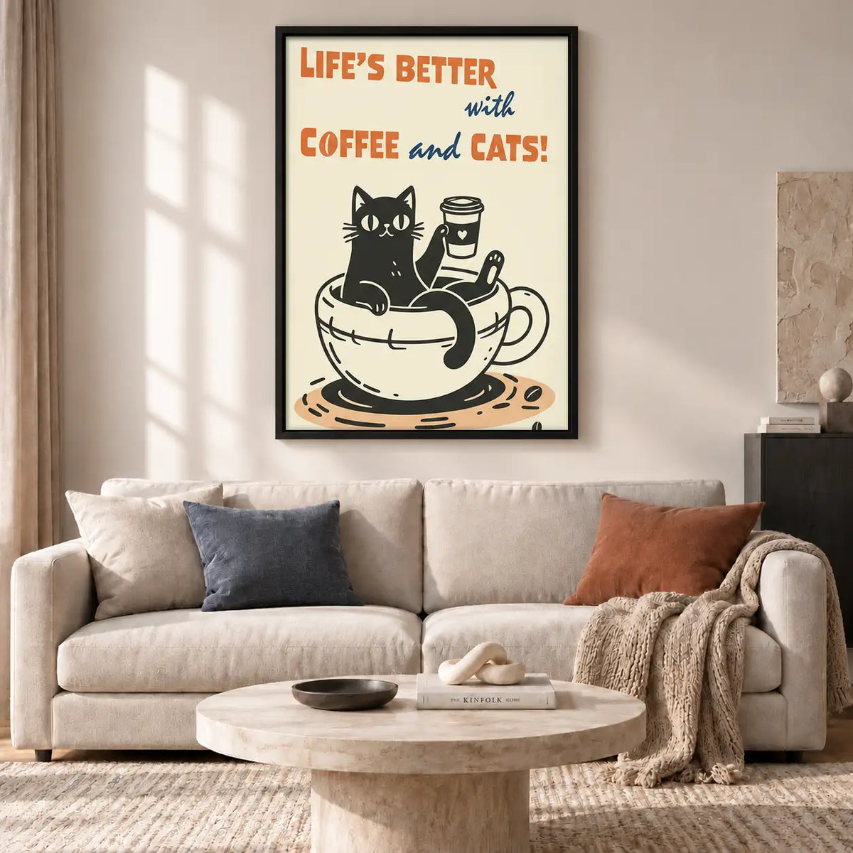 Lifes Better with Coffee and Cats Wall Art 2