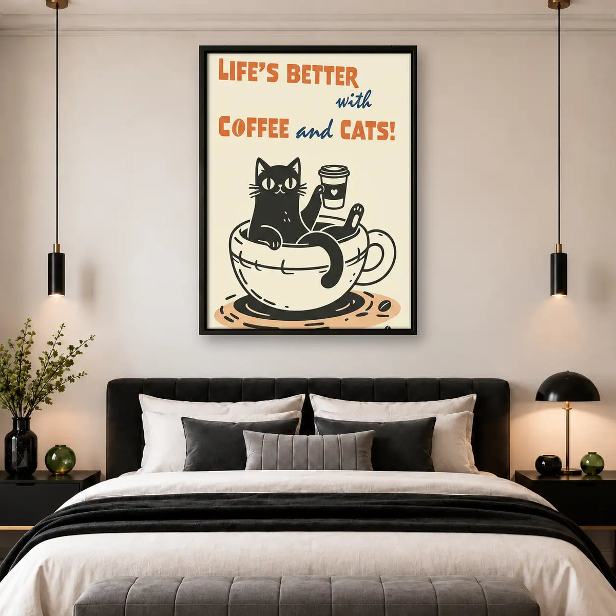 Lifes Better with Coffee and Cats Wall Art 4