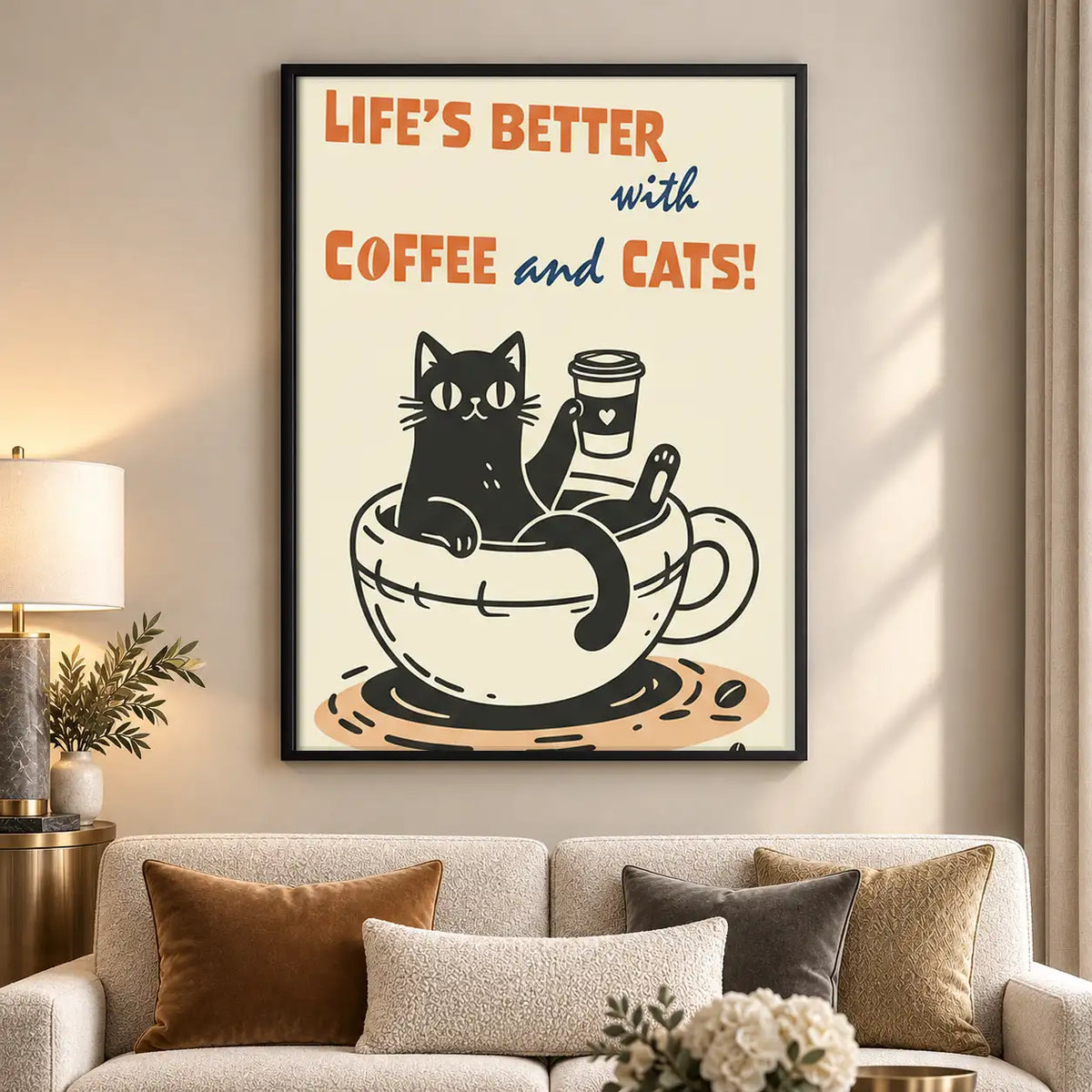 Lifes Better with Coffee and Cats Wall Art 5