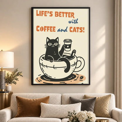 Lifes Better with Coffee and Cats Wall Art 5
