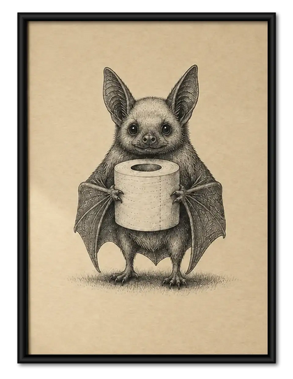 Little Bat Holding Coffee Mug Wall Art