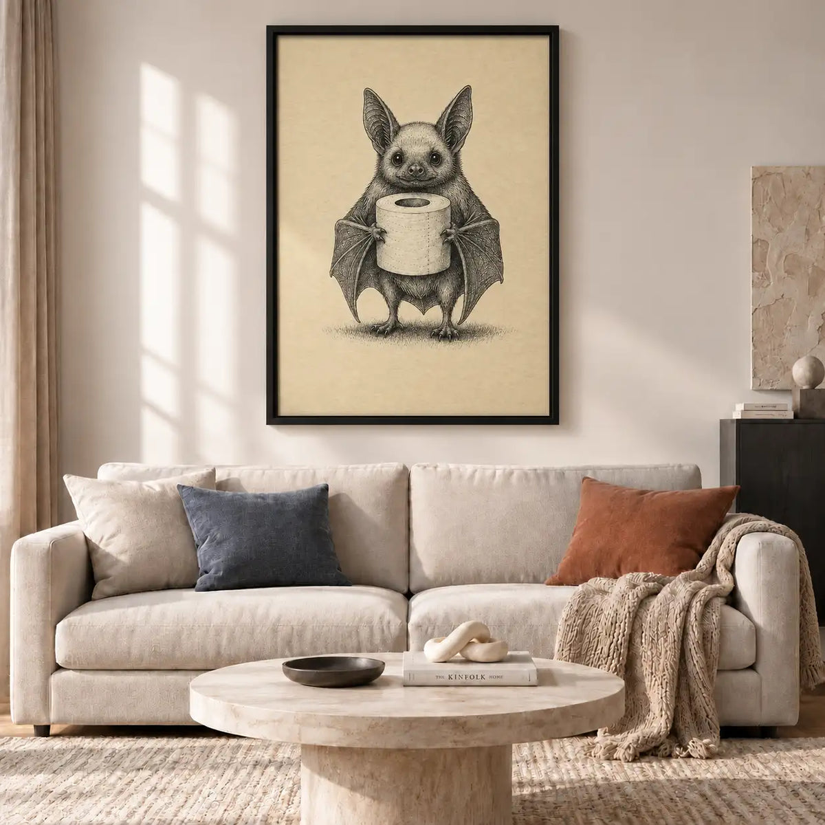 Little Bat Holding Coffee Mug Wall Art 2