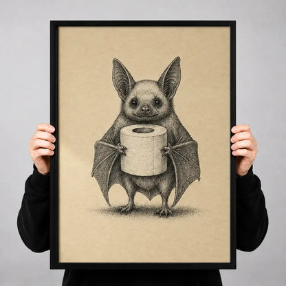 Little Bat Holding Coffee Mug Wall Art 3
