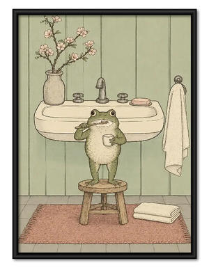 Little Frog at Bathroom Sink Wall Art