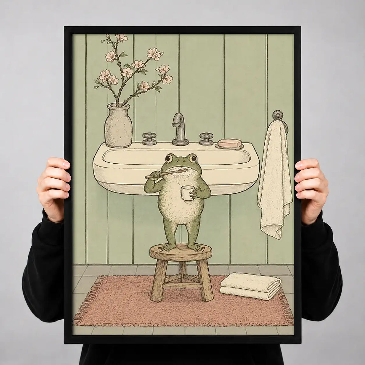 Little Frog at Bathroom Sink Wall Art 3