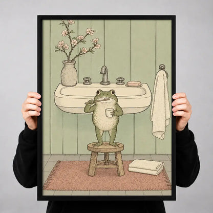 Little Frog at Bathroom Sink Wall Art 3