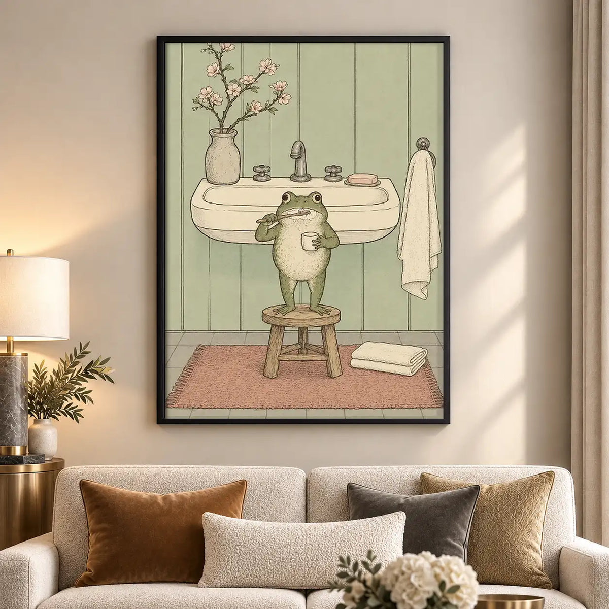 Little Frog at Bathroom Sink Wall Art 5