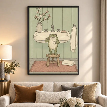 Little Frog at Bathroom Sink Wall Art 5