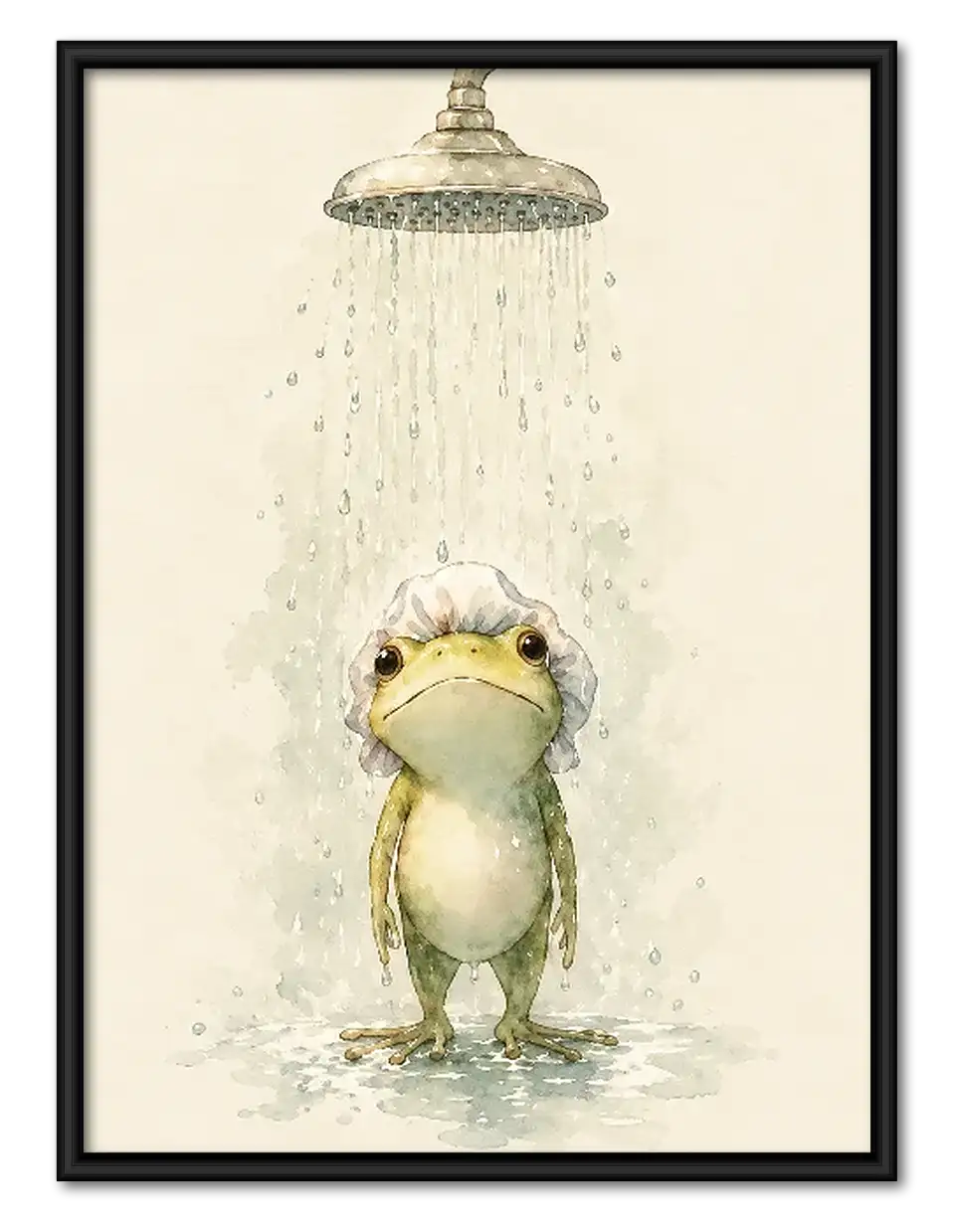 Little Frog Taking a Shower Wall Art 1