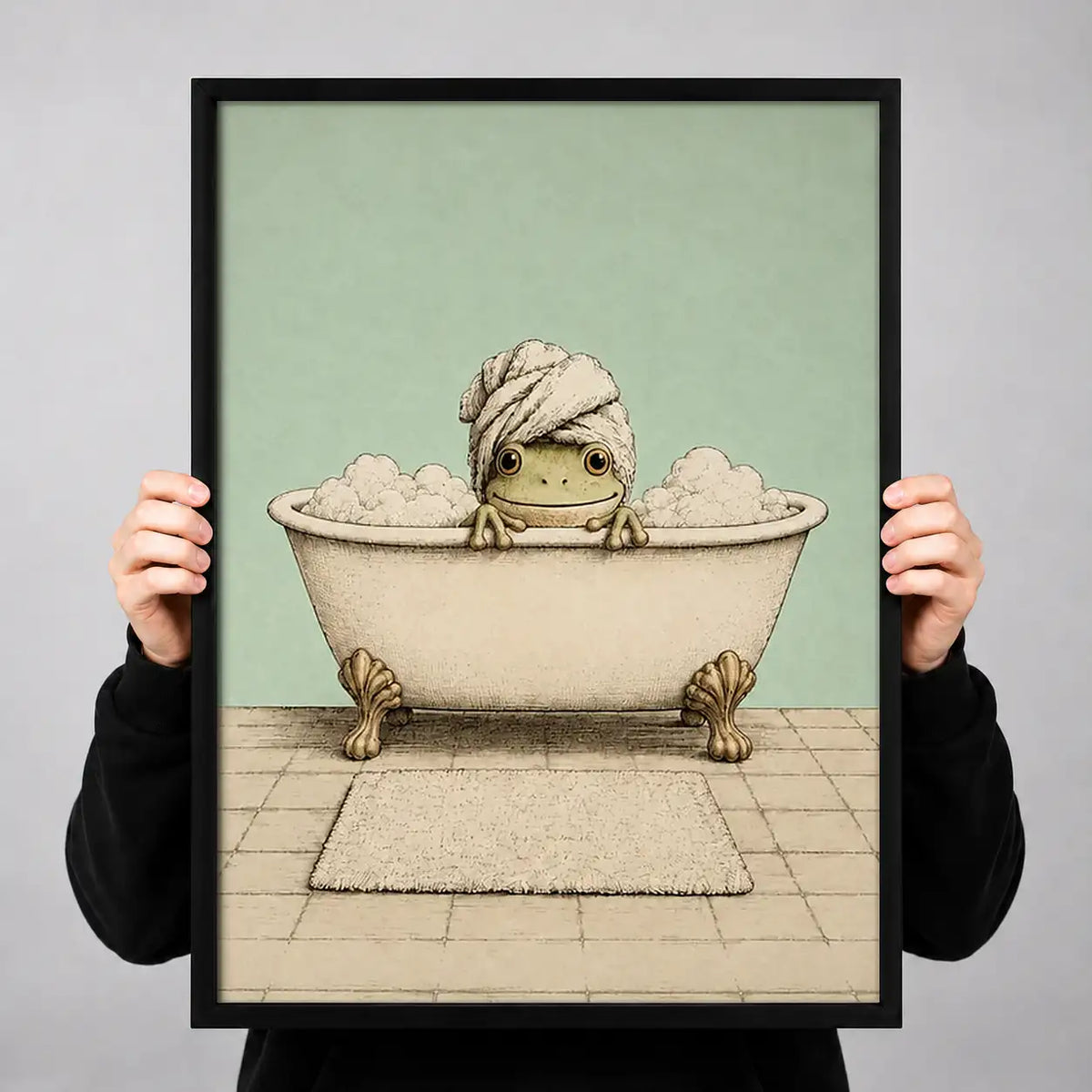 Little Frog Taking Bubble Bath Wall Art 3