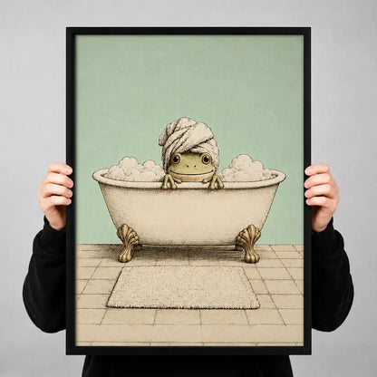 Little Frog Taking Bubble Bath Wall Art 3