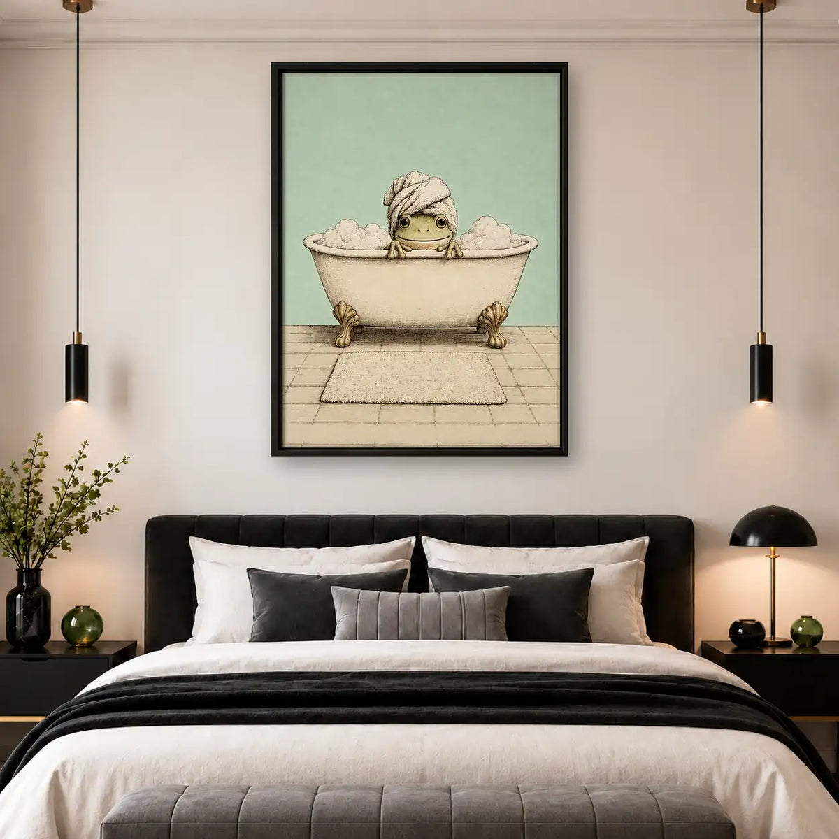 Little Frog Taking Bubble Bath Wall Art 4