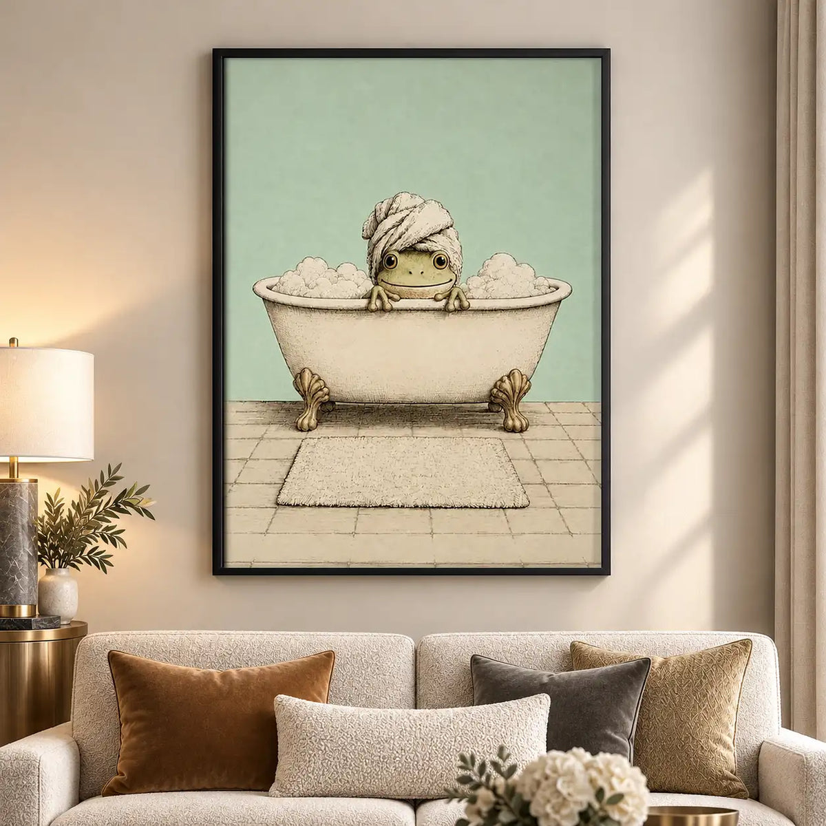 Little Frog Taking Bubble Bath Wall Art 5